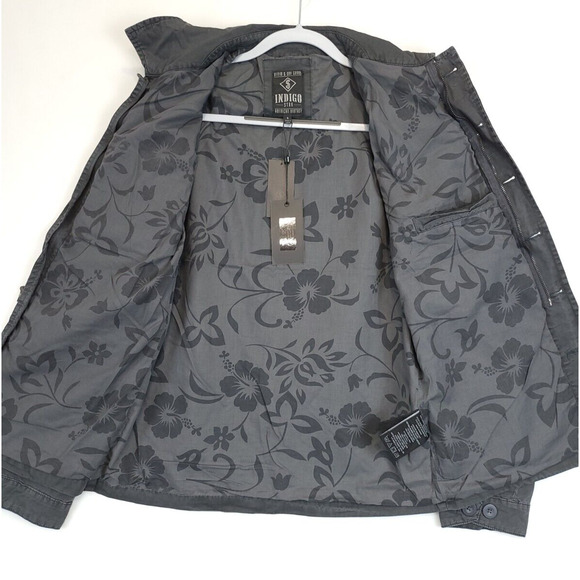 Indigo Star Military Field Jacket Men S Utility Patch Pockets Zip & Button Gray - Picture 3 of 13